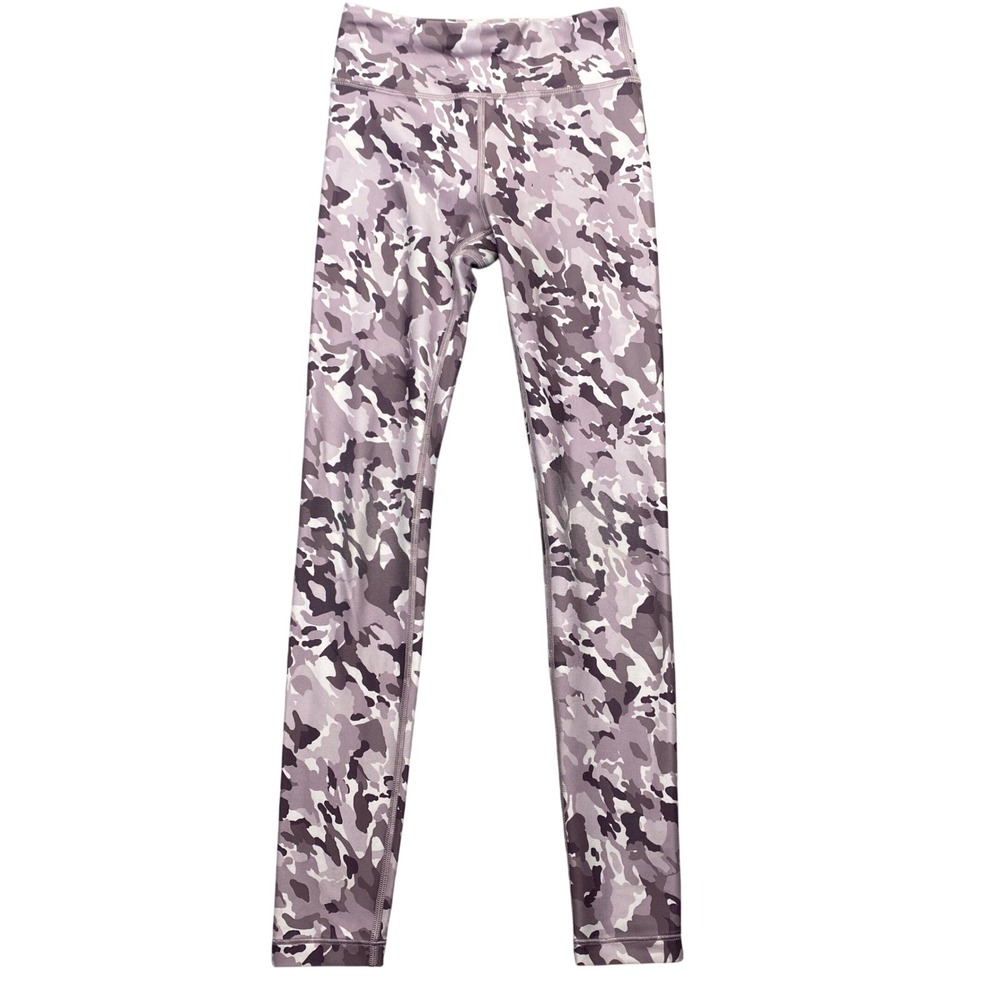 Athleta Girl High Rise Printed Chit Chat Tight Leggings Purple Camo Sz S/7 (20")